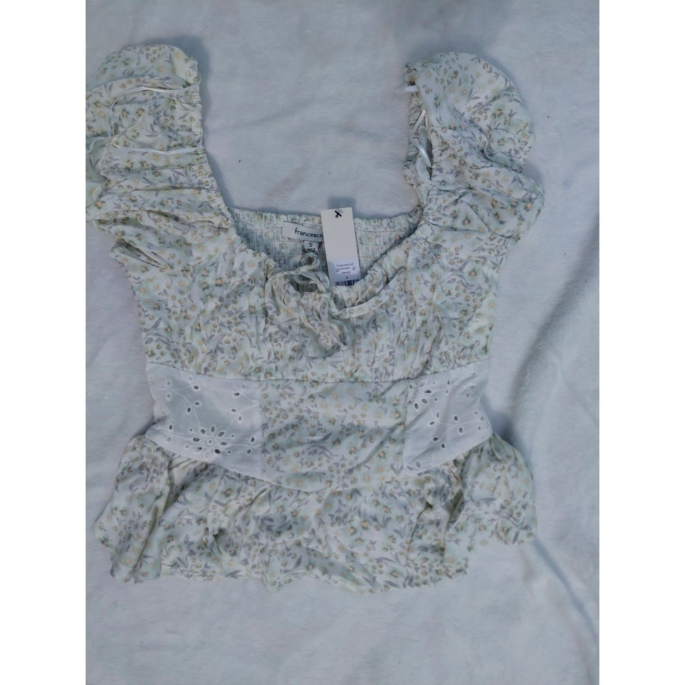 New Francescas Tonya Sweetheart Floral Top Women S Cottage Fairy Dainty Stretch